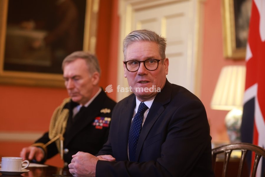 Sir Keir Starmer British Prime Minister meets defence chiefs in Downing Street today with Chief of the Defence Staff (CDS) Admiral Sir Tony Radakin