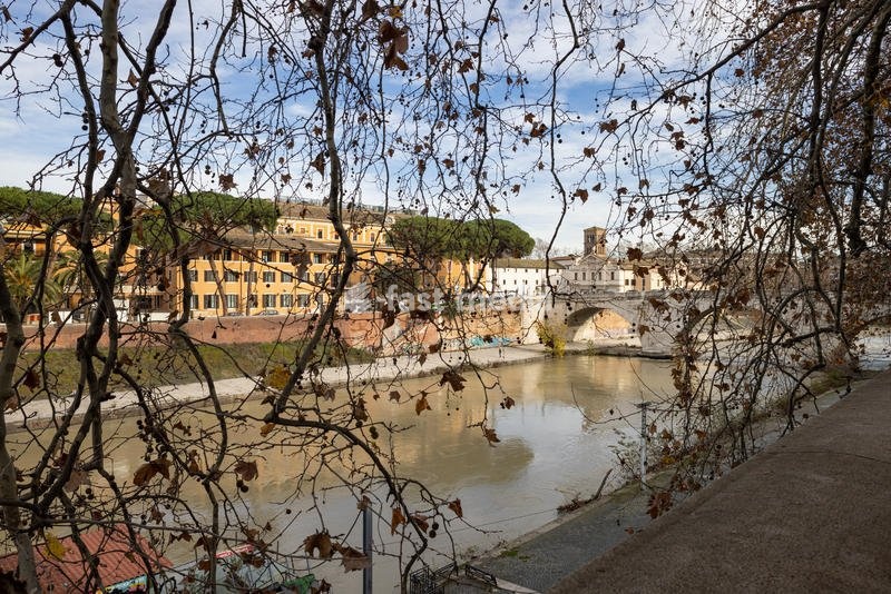 Ponte Celsio seen from Lungotevere degli Anguillara. Rome (Italy), December 30th, 2021 SPECIAL FEE - CONTACT US FOR NOT EDITORIAL USAGE