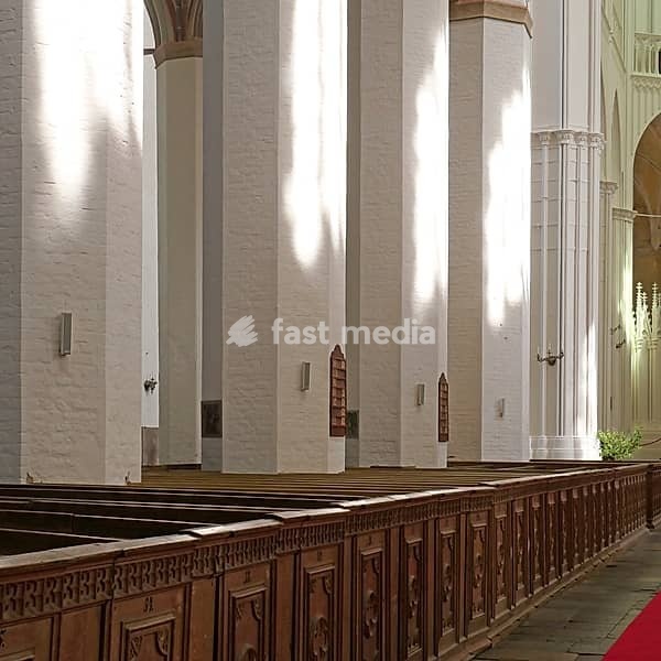 Columns and stalls in St Mary's Church, Stralsund. Mecklenburg-Western Pomerania, Germany, Europe