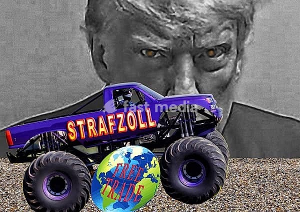 Symbolic image, free trade, USA, Donald Trump, impending tariff, punitive tariff, multilateral negotiation, EU European Union, China, economic areas, capitalism, communism, treaties, conventions, nation states, agreements, international law, opponents, protectionism, liberalism, libertarian…