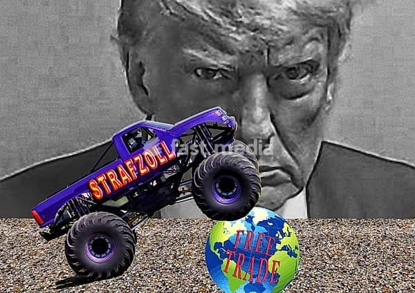 Symbolic image, free trade, USA, Donald Trump, impending tariff, punitive tariff, multilateral negotiation, EU European Union, China, economic areas, capitalism, communism, treaties, conventions, nation states, agreements, international law, opponents, protectionism, liberalism, libertarian…