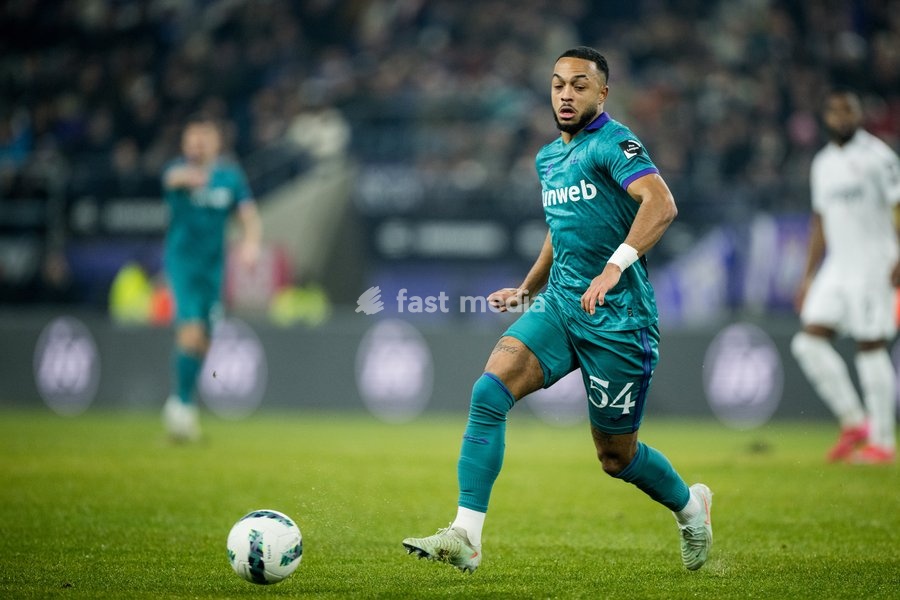 Anderlecht's Killian Sardella pictured in action during a soccer game between RSC Anderlecht and Royal Antwerp, Thursday 16 January 2025 in Brussels, in the 1/2 finals of the 'Croky Cup' Belgian soccer cup