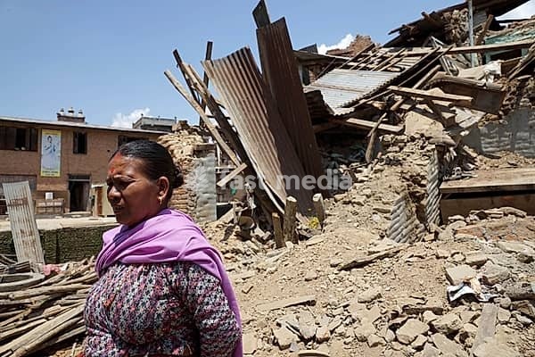Residential building collapsed, nepal, asia