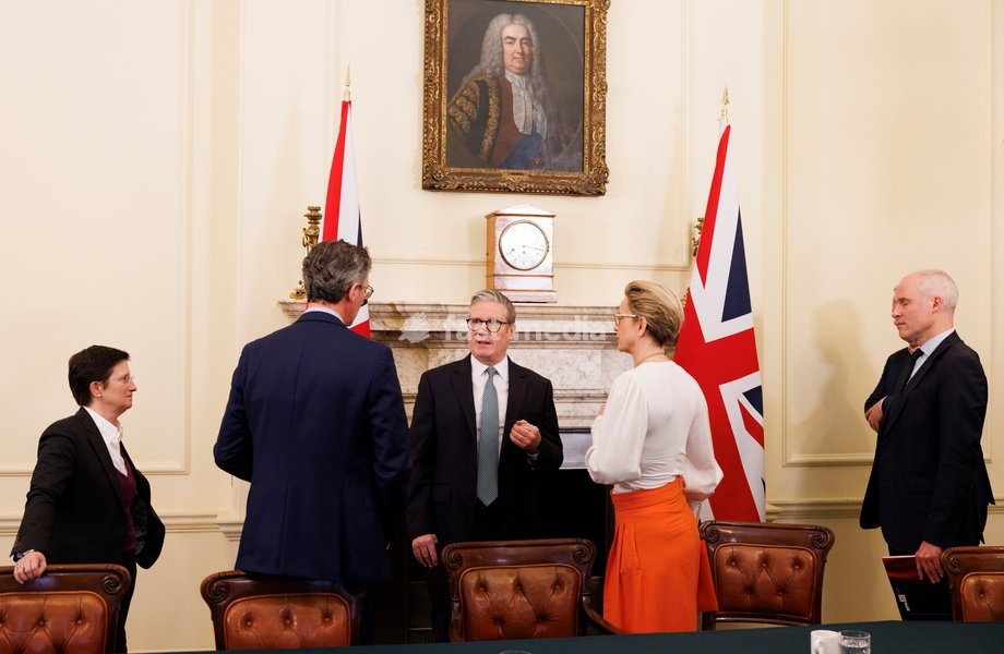 03/04/2025. London, United Kingdom. Prime Minister Keir Starmer hosts a meeting with business leaders in 10 Downing Street following the announcement of Tariffs by US President Donald Trump