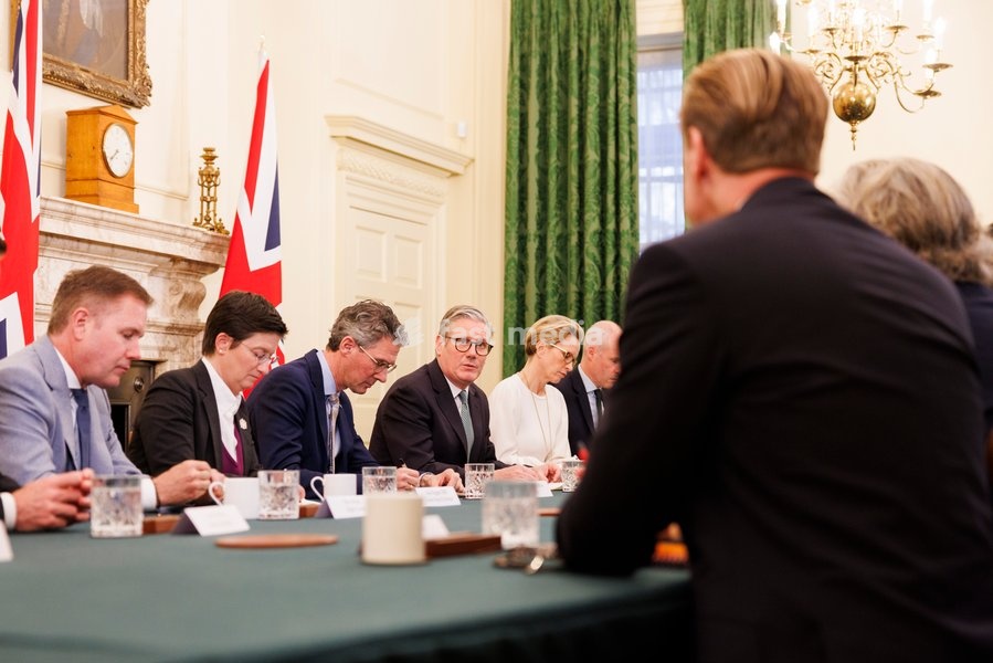 03/04/2025. London, United Kingdom. Prime Minister Keir Starmer hosts a meeting with business leaders in 10 Downing Street following the announcement of Tariffs by US President Donald Trump
