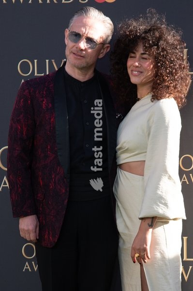 Martin Freeman and Rachel Benaissa attend The Olivier Awards 2025 at Royal Albert Hall, London, England, UK on Sunday 6 April, 2025