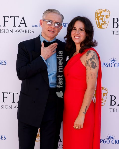 Martin Freeman and Rachel Benaissa at the BAFTA Television Awards 2025 at the Royal Festival Hall in Waterloo, London