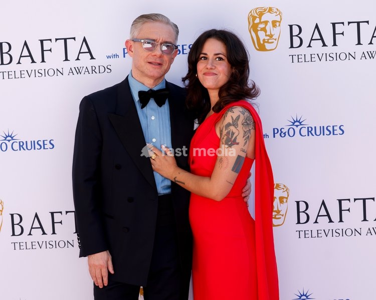 Martin Freeman and Rachel Benaissa at the BAFTA Television Awards 2025 at the Royal Festival Hall in Waterloo, London